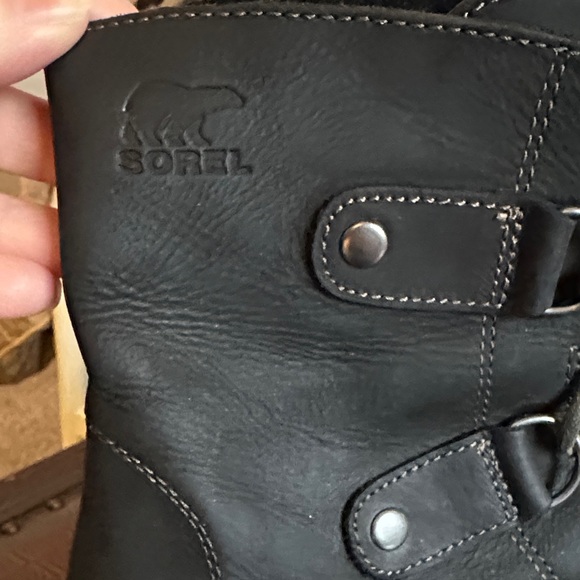 Sorel Black Lace Up Wedge Boots - Picture 6 of 7